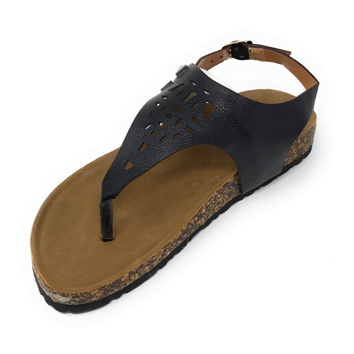 Victoria K.&trade; Women's Fashion Footbed Sandals - Women Fashion Perforated Footbed-Black-7