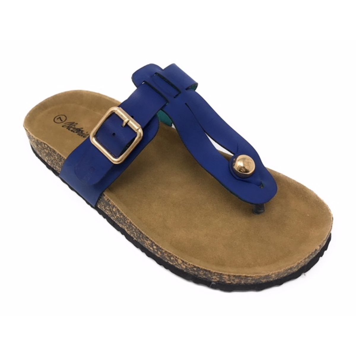 Victoria K.&trade; Women's Fashion Footbed Sandals - Women Fashion Thong side Buckle Footbed-Navy-6