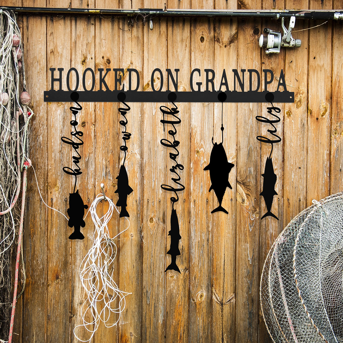Personalized Steel Fish Wall Sign - Black Powder Coat