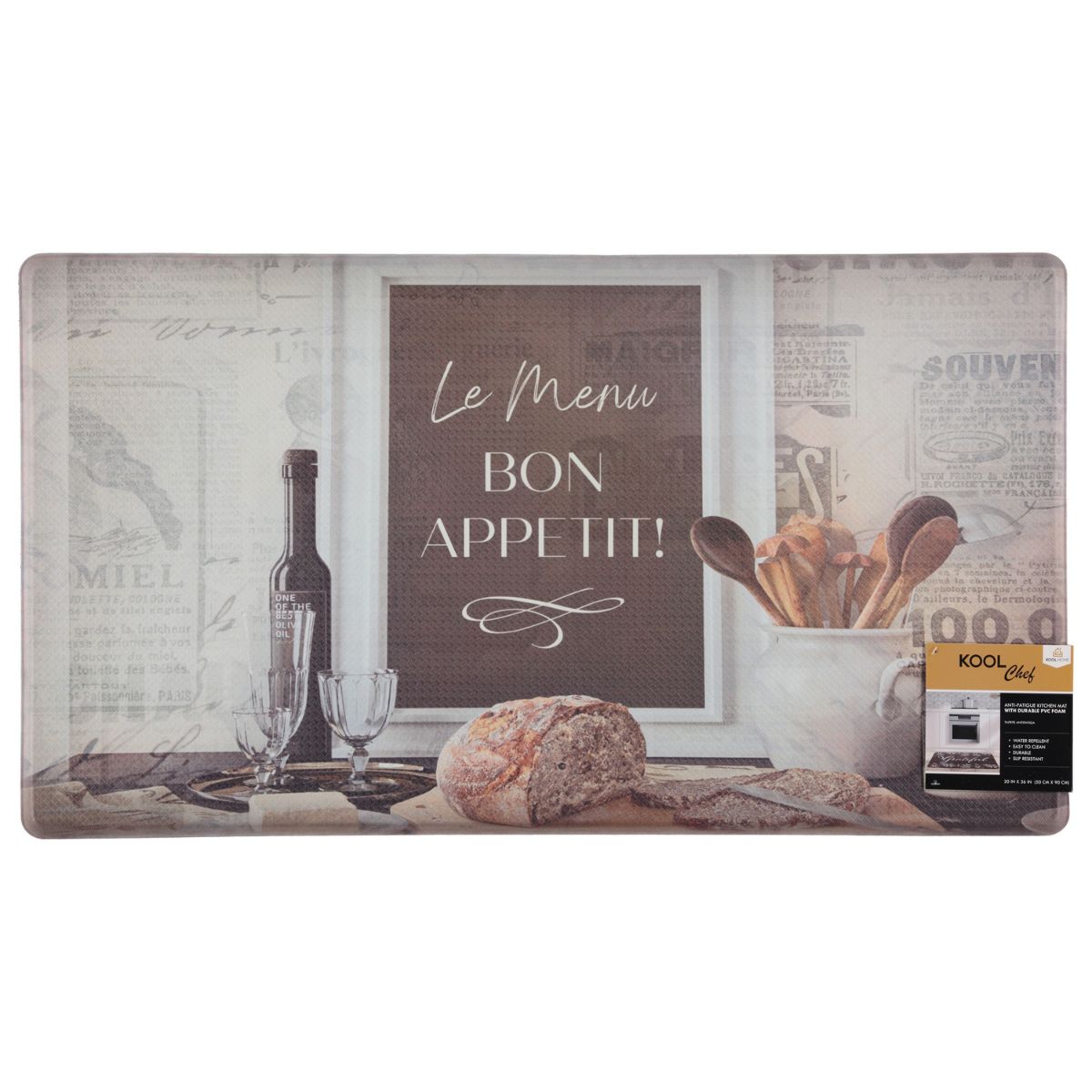 Oil & Stain Resistant Anti-Fatigue Printed Kitchen Floor Mat - Bon Appetit - 18" x 30"