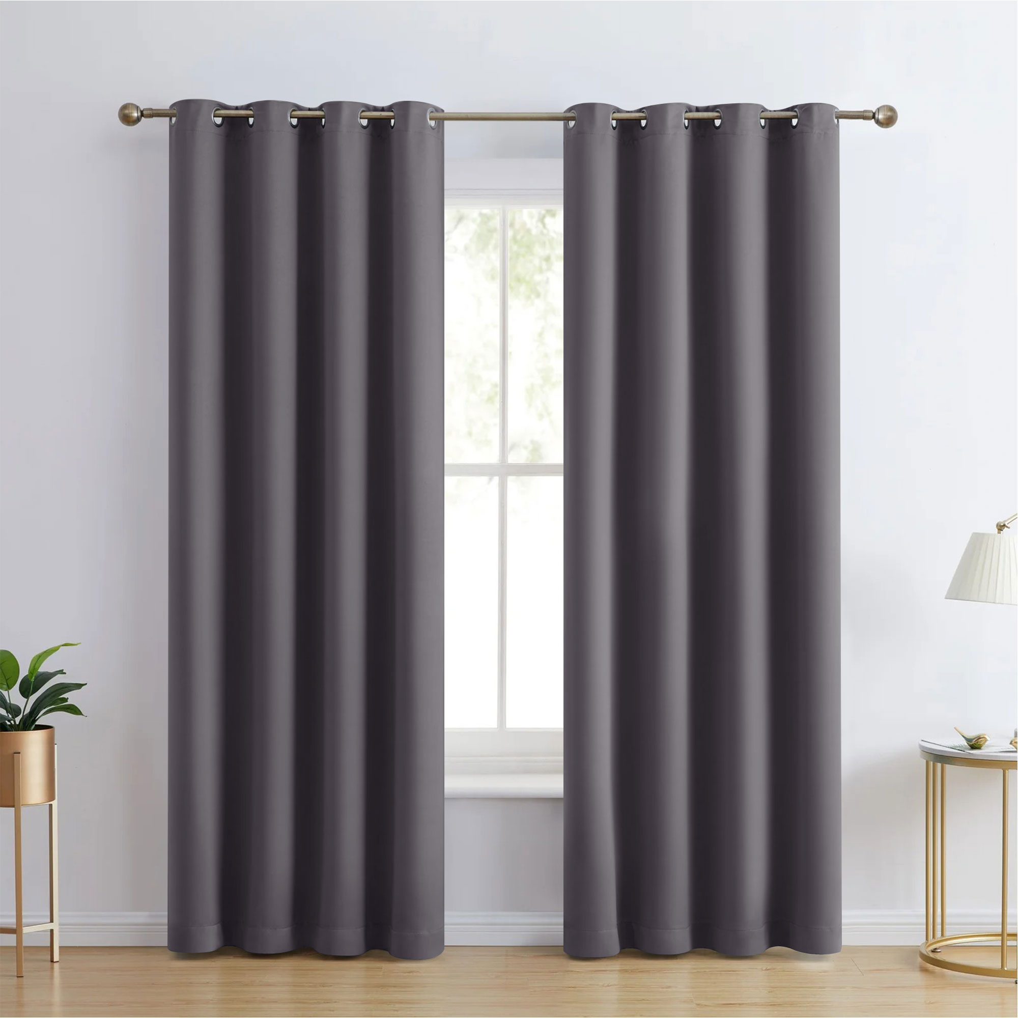 Blackout Grommet Window Curtain Panels (set Of 2) - 42 x 63 - Grey