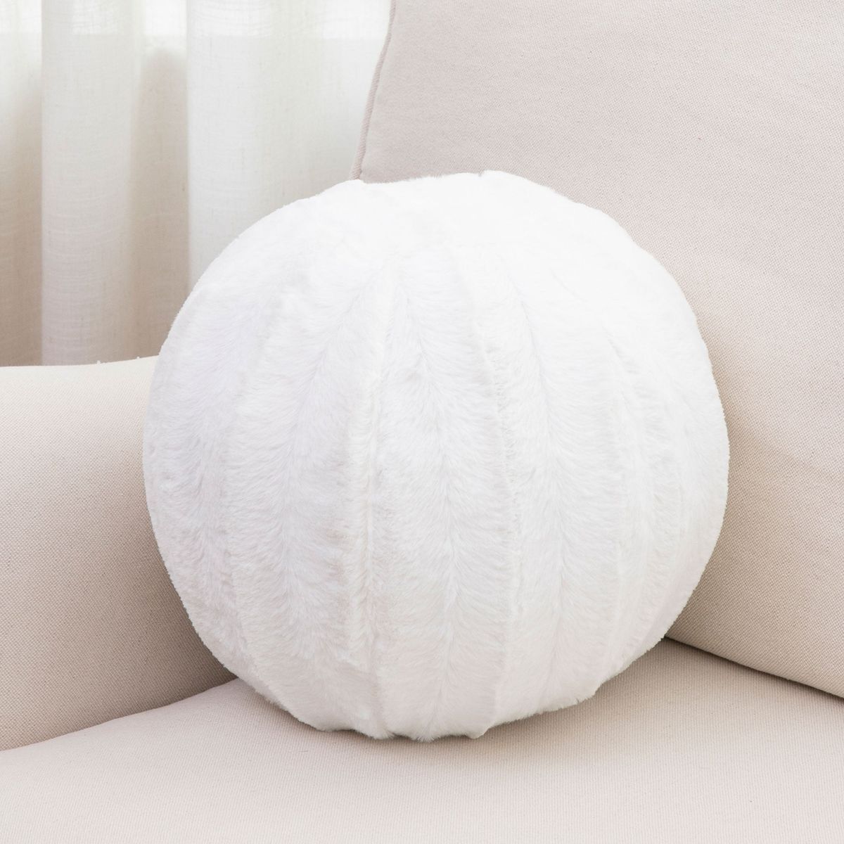 Cheer Collection™ 10-Inch Round Decorative Ball Throw Pillow - White