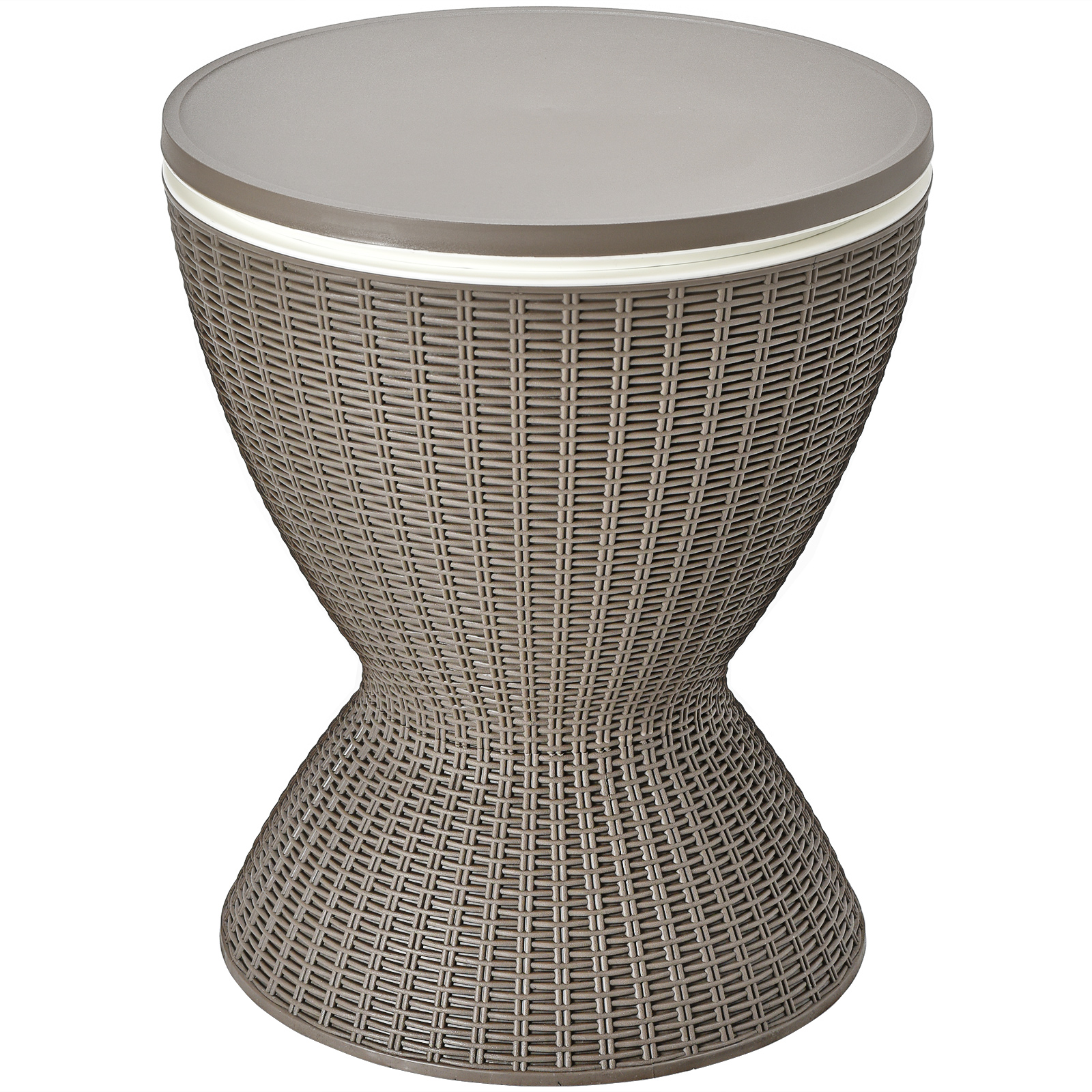 8-Gallon 3-in-1 Patio Rattan Cooler Bar Table - Brown