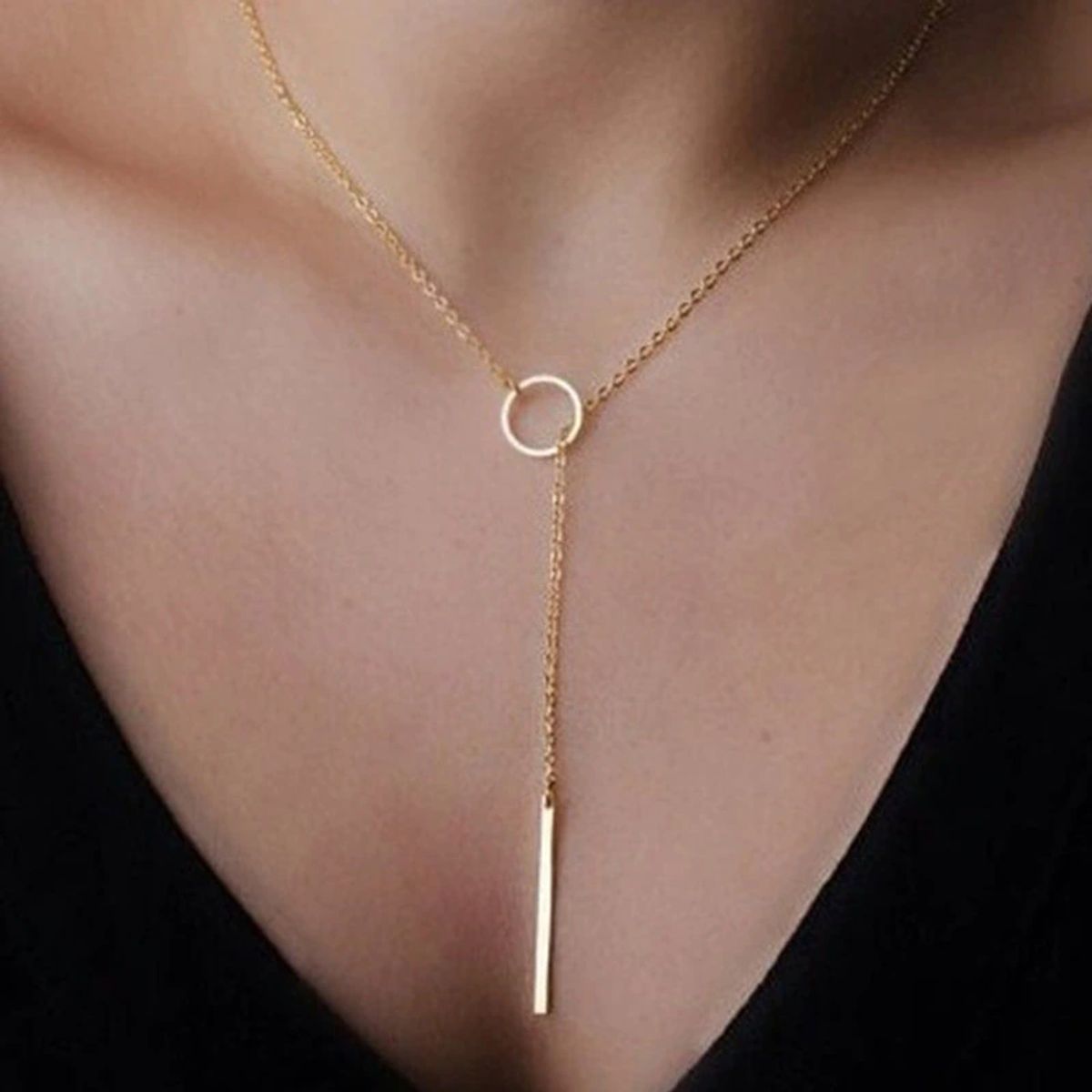 Round Stick Pendant Necklace (2 Options) - Yellow Round Stick Pendant