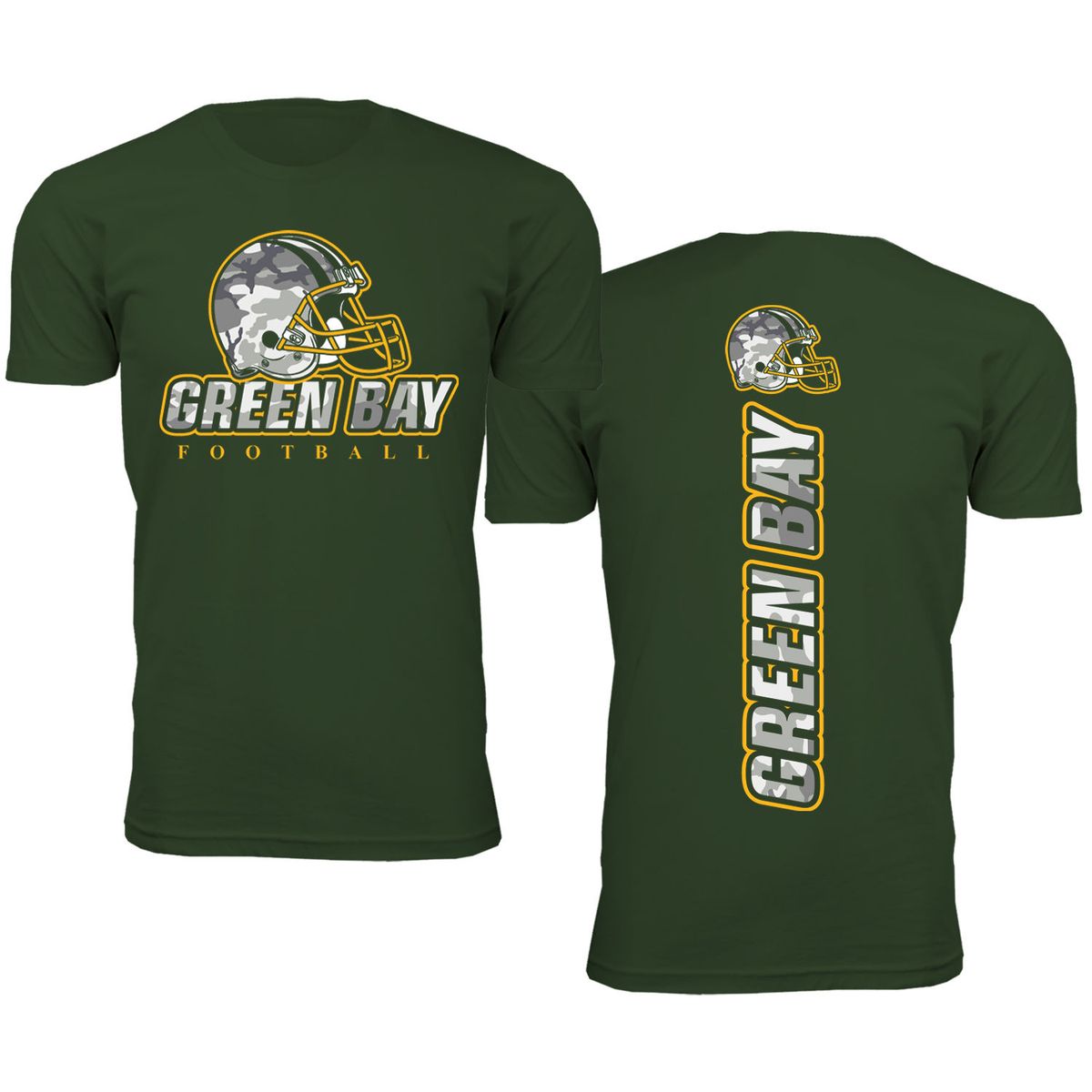 Men's Army Camo Football Crewneck T-Shirt - 2X-Large - Green Bay