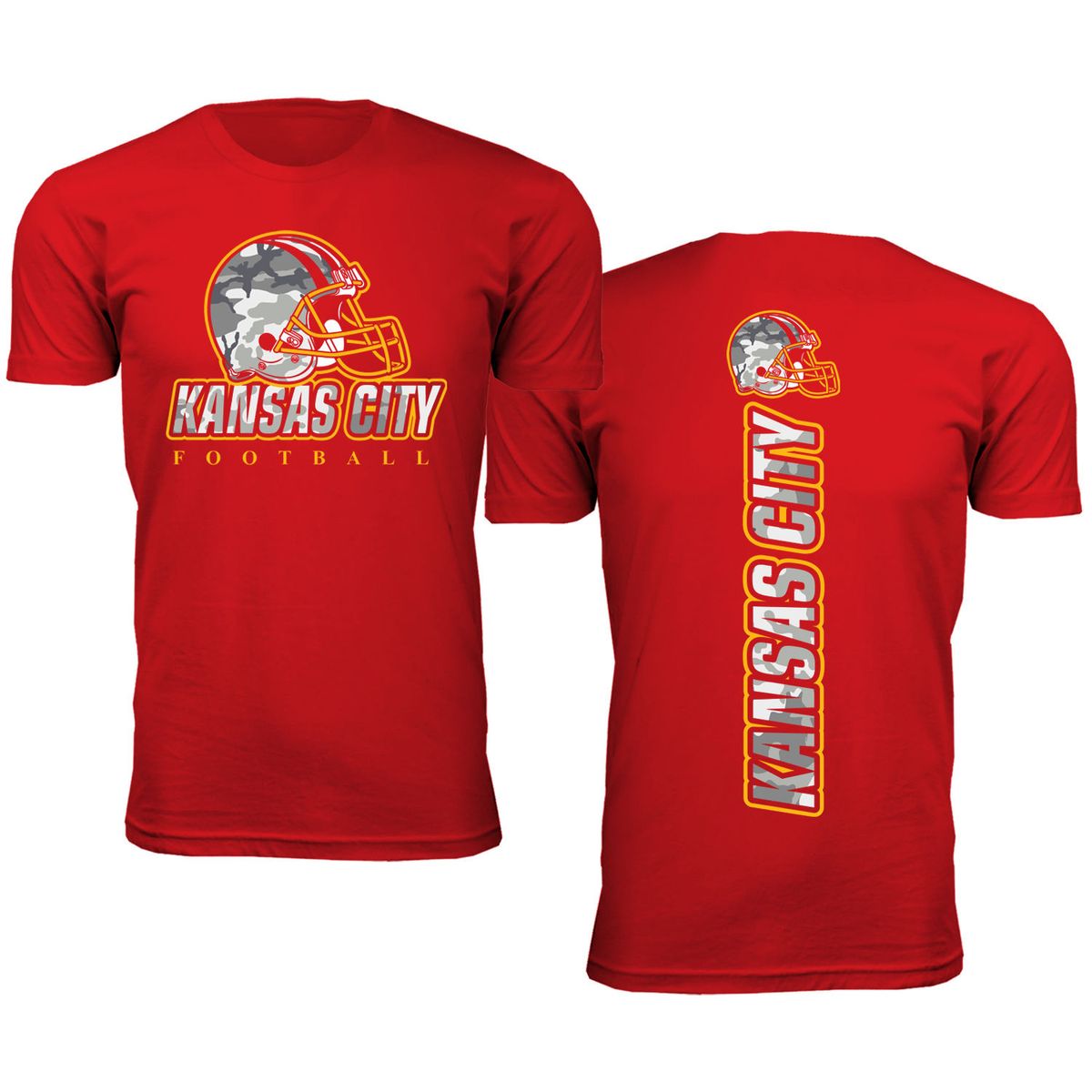 Men's Army Camo Football Crewneck T-Shirt - Small - Kansas City
