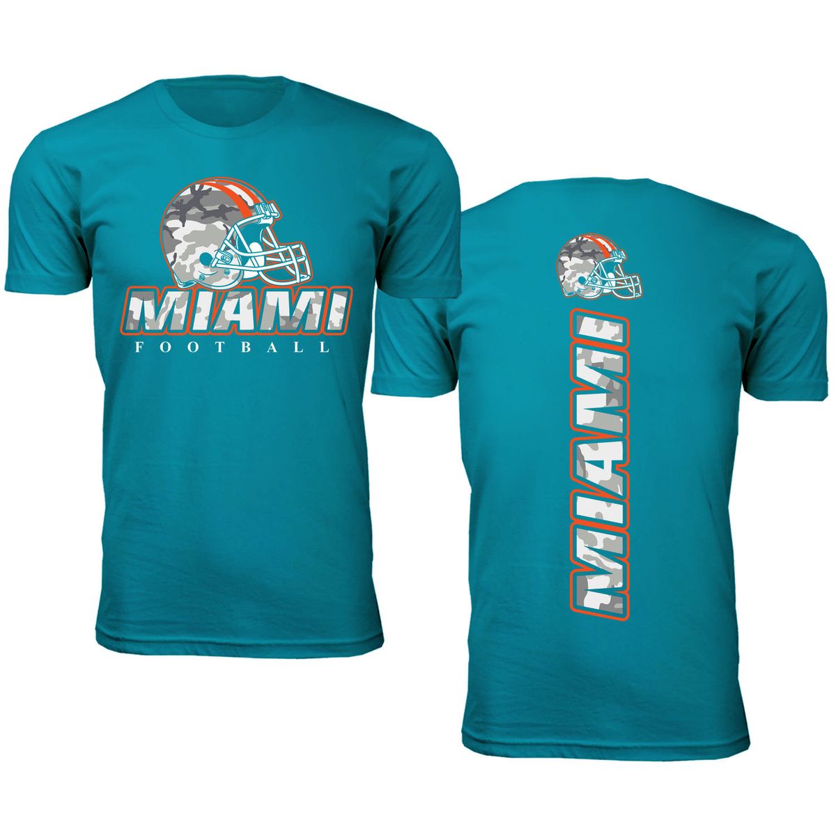 Men's Army Camo Football Crewneck T-Shirt - 3X-Large - Miami