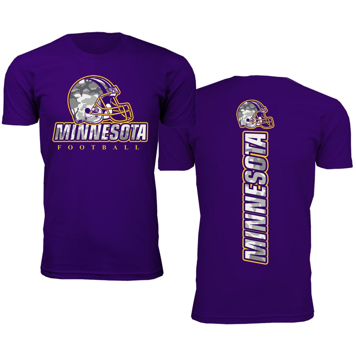 Men's Army Camo Football Crewneck T-Shirt - Small - Minnesota