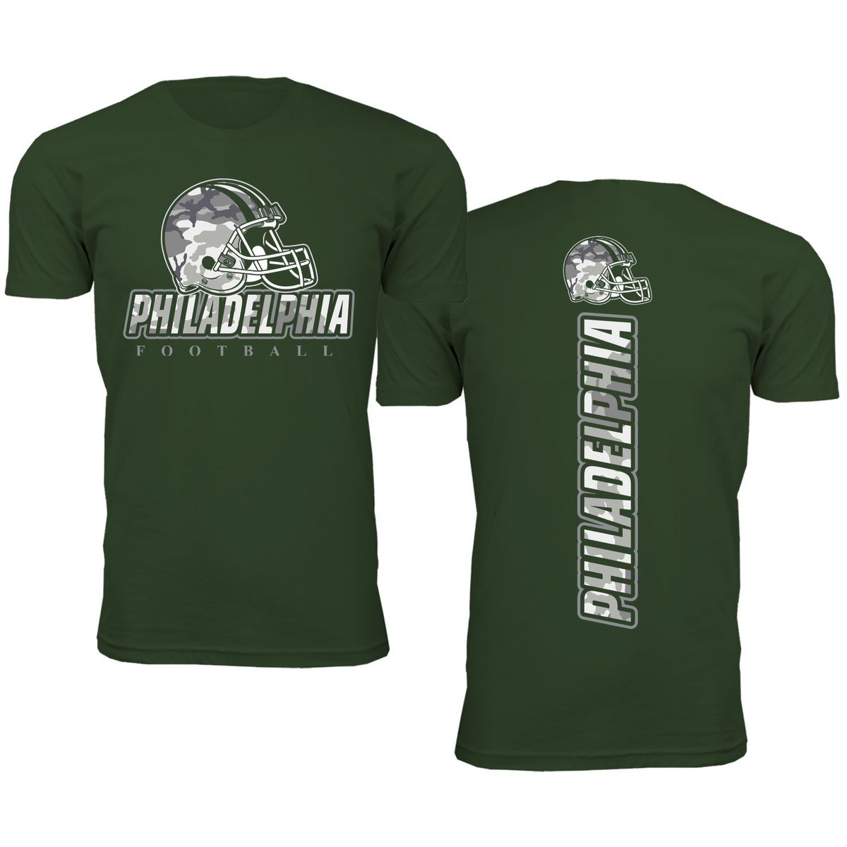 Men's Army Camo Football Crewneck T-Shirt - 2X-Large - Philadelphia