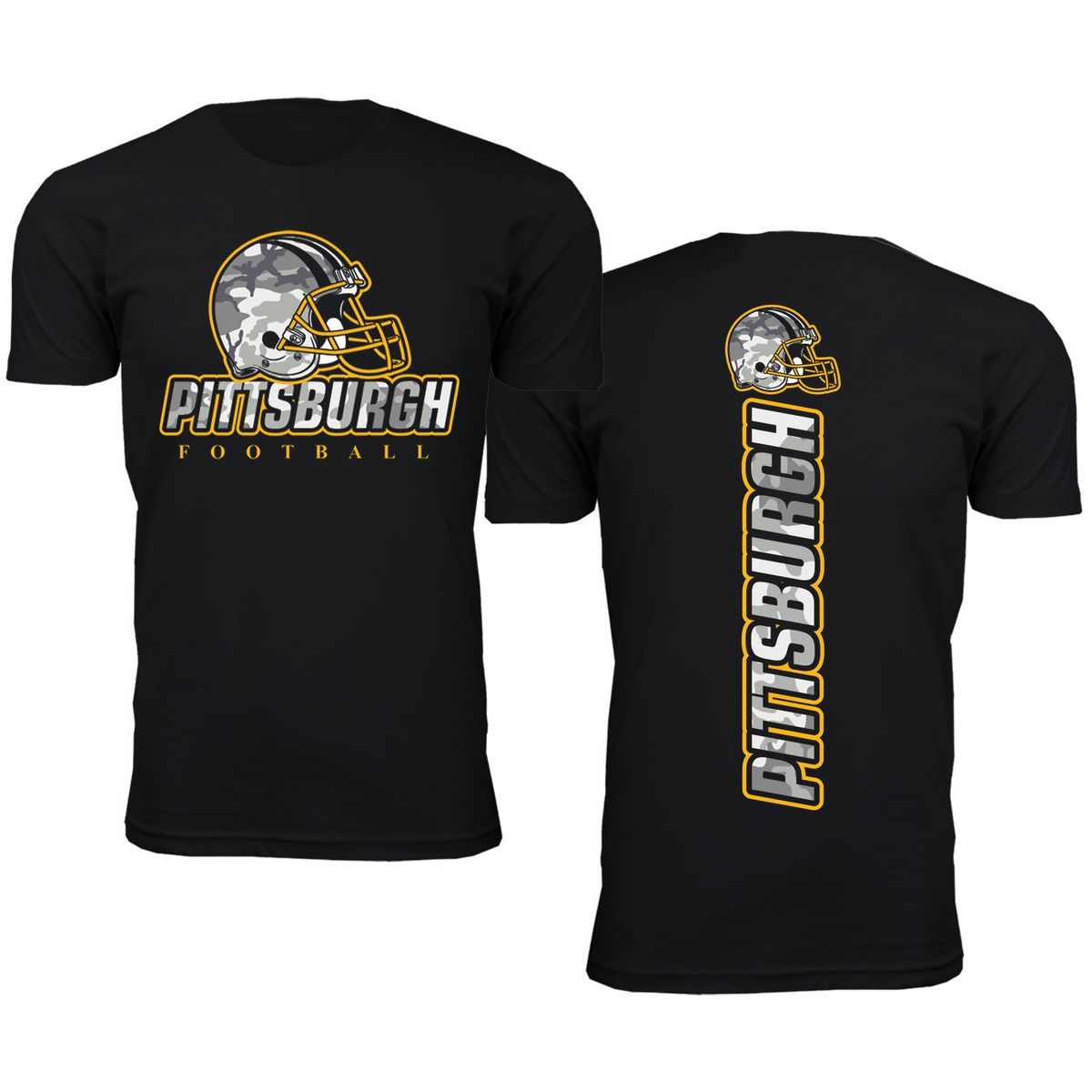 Men's Army Camo Football Crewneck T-Shirt - Large - Pittsburgh