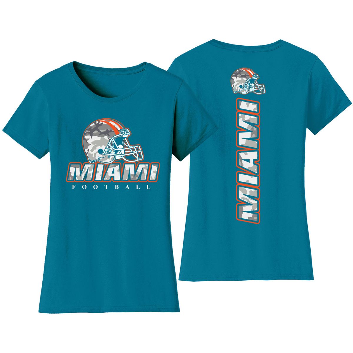 Women's Army Camo Football Crewneck T-Shirt - Small - Miami