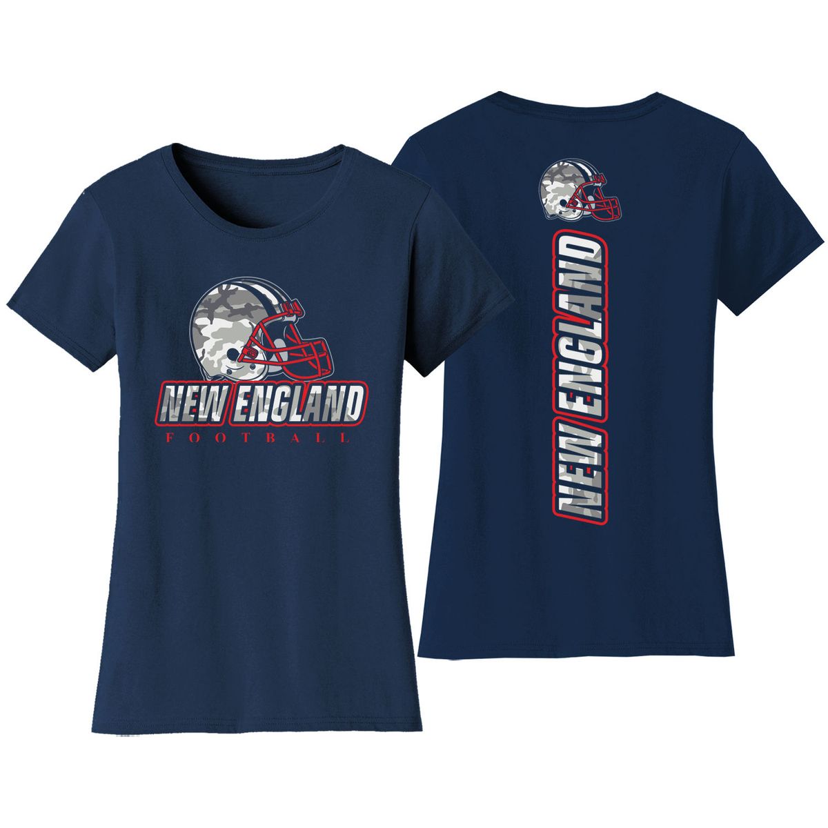 Women's Army Camo Football Crewneck T-Shirt - Small - New England