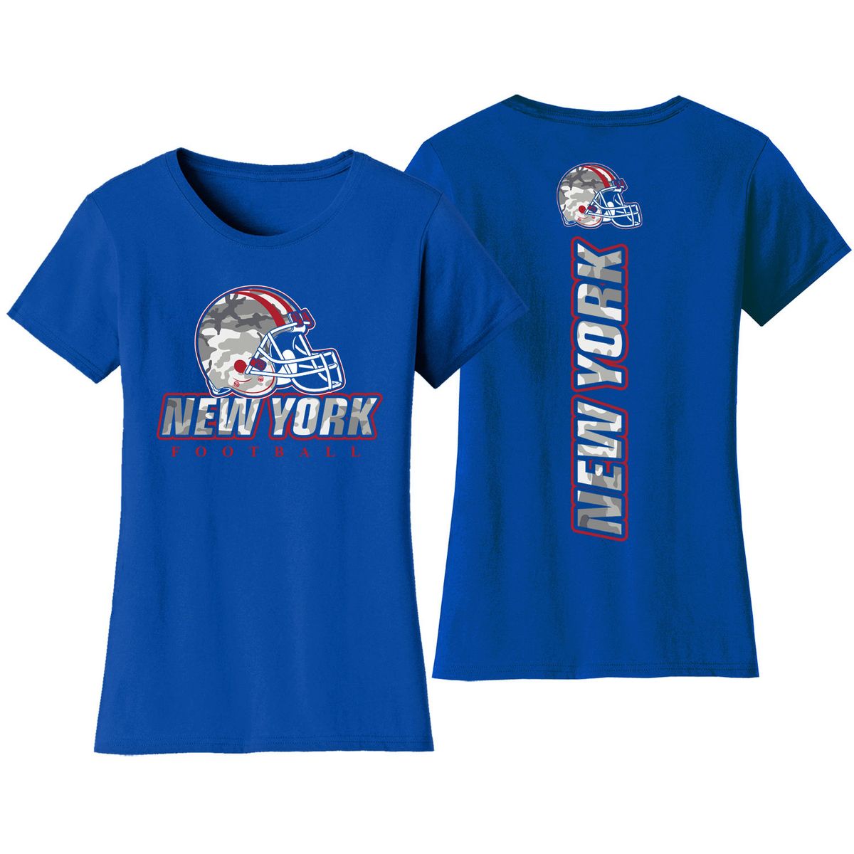 Women's Army Camo Football Crewneck T-Shirt - Small - New York