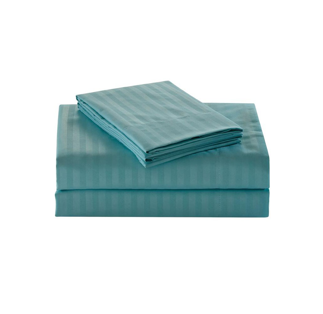 4-Piece Brushed Microfiber Dobby Striped Sheet Set - Queen - Turquoise