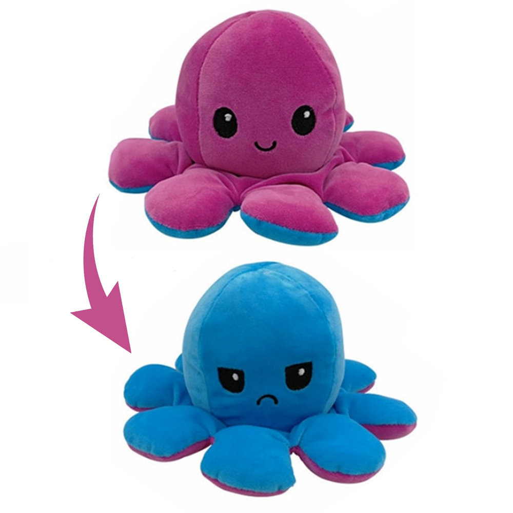 Reversible Stuffed Flip Octopus - Blue - Purple