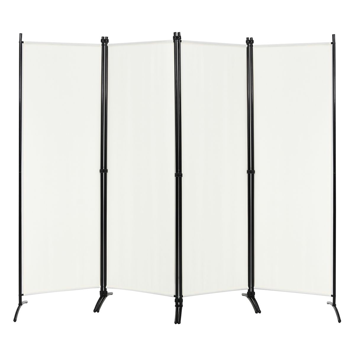 Goplus 4-Panel 5.6ft Room Divider Folding Fabric Privacy Screen - White