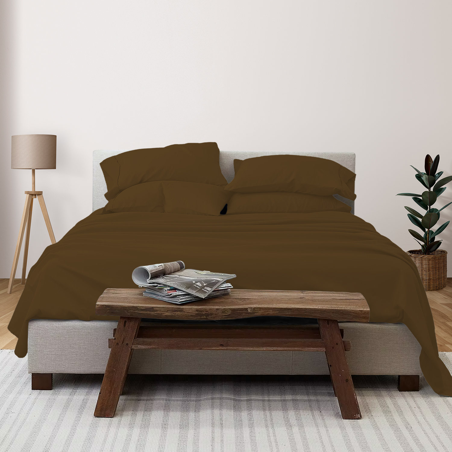 6-Piece Deep Pocket Cooling Bamboo Sheet Set - Twin / Chocolate