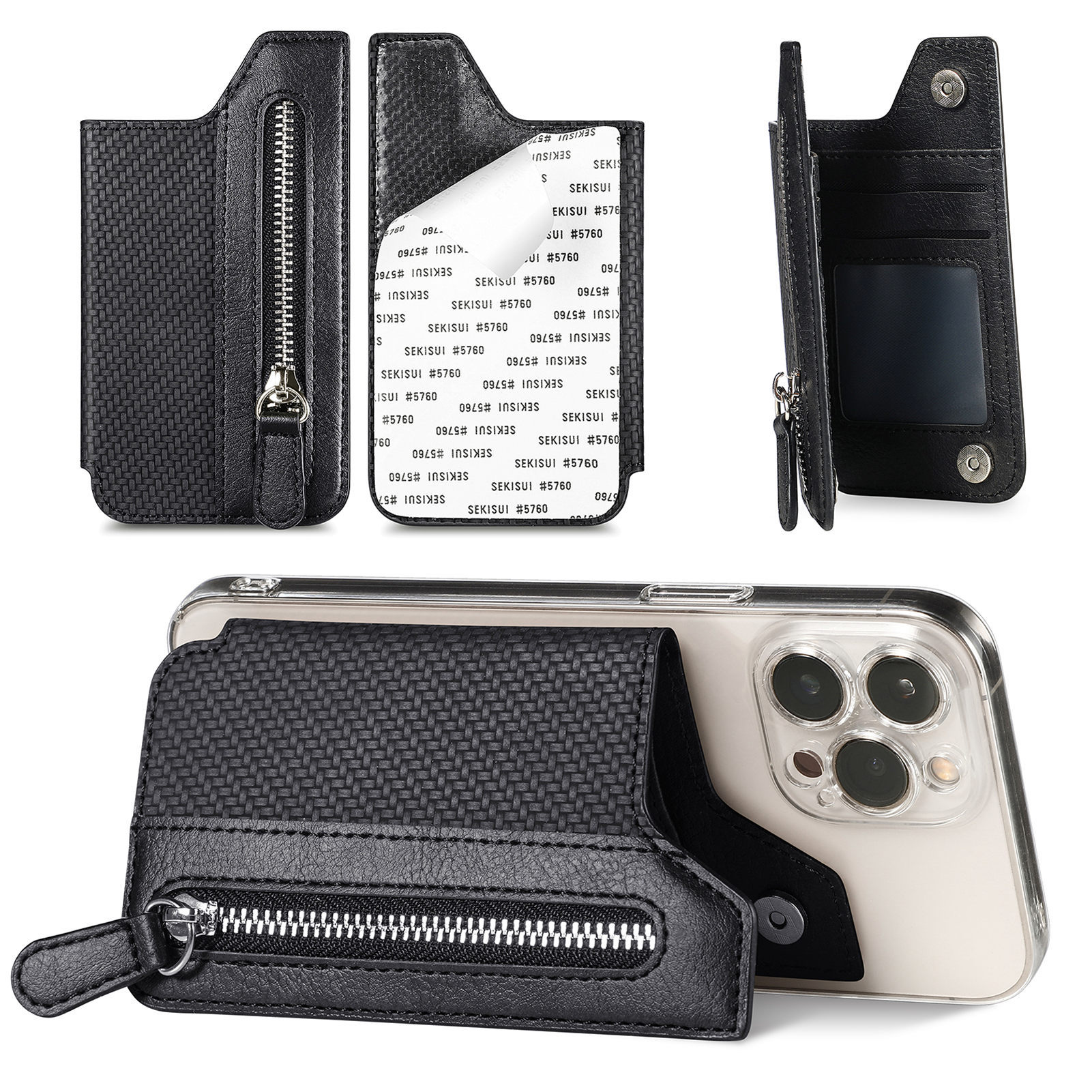Clarissa Phone Snap-Kick Wallet - Black