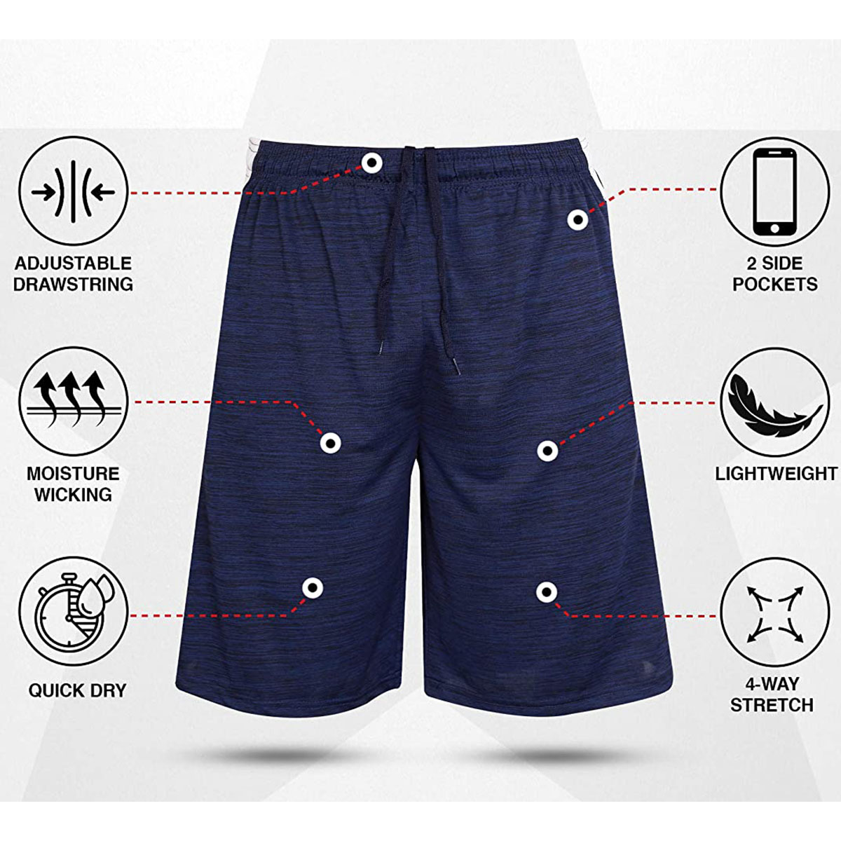 Men's Athletic Performance Shorts (5-Pack) - SET 2- Small