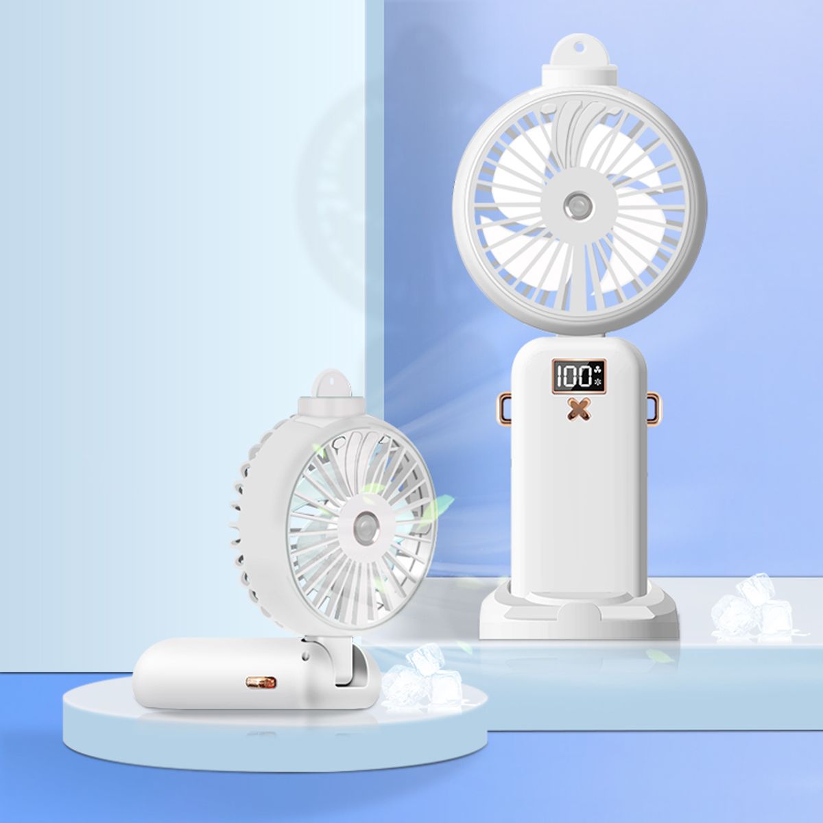 5-Speed Digital Personal Misting Fan - White