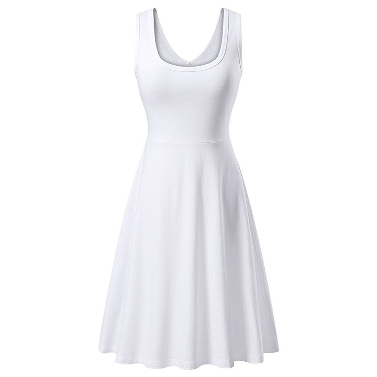 Women's Sleeveless Flared Skater Dress - WHITE / S