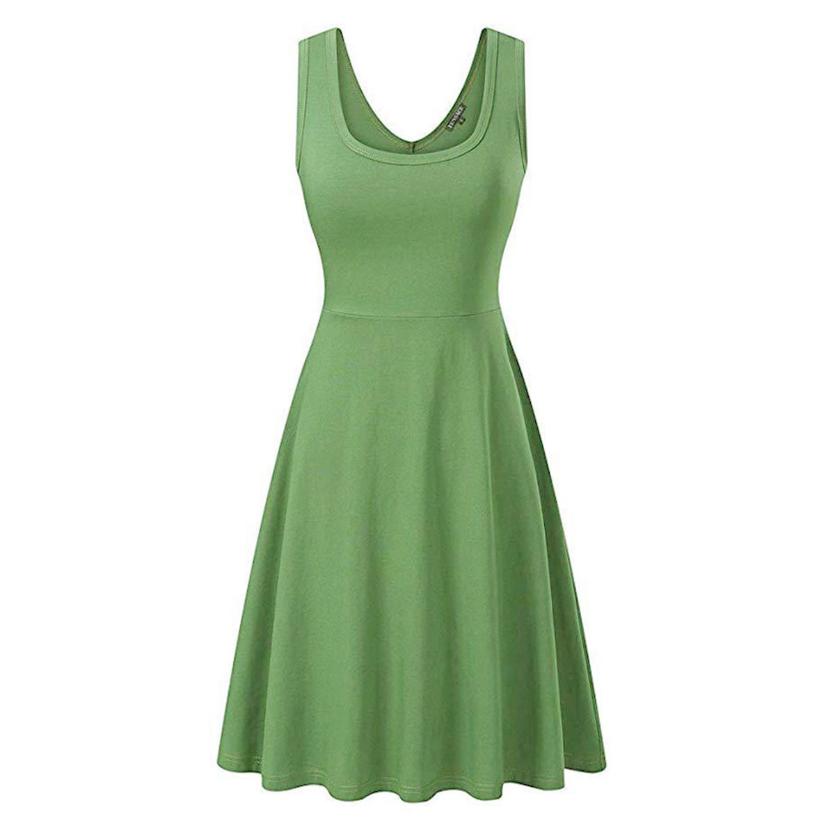 Women's Sleeveless Flared Skater Dress - GREEN / XL