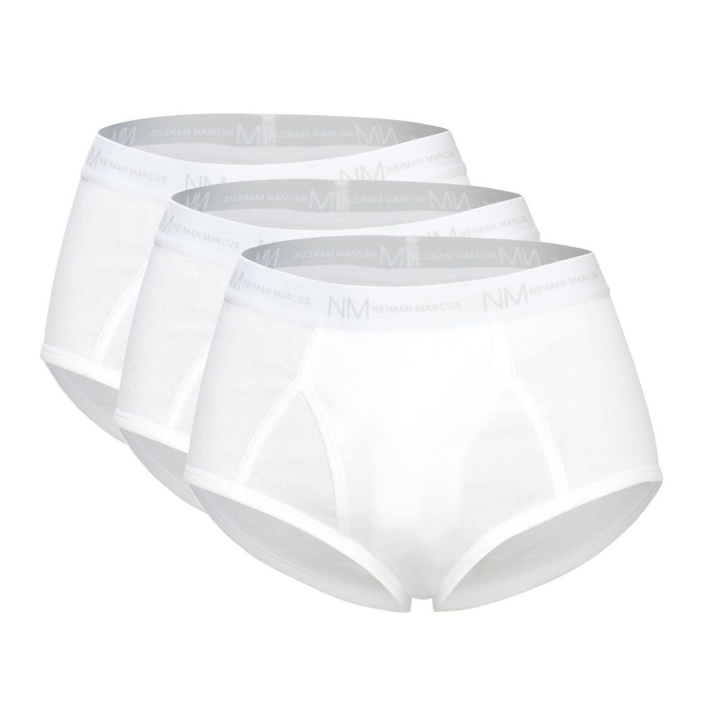 Neiman Marcus® Tagless 100% Cotton Men's Underwear (3-Pack) - Briefs - Medium