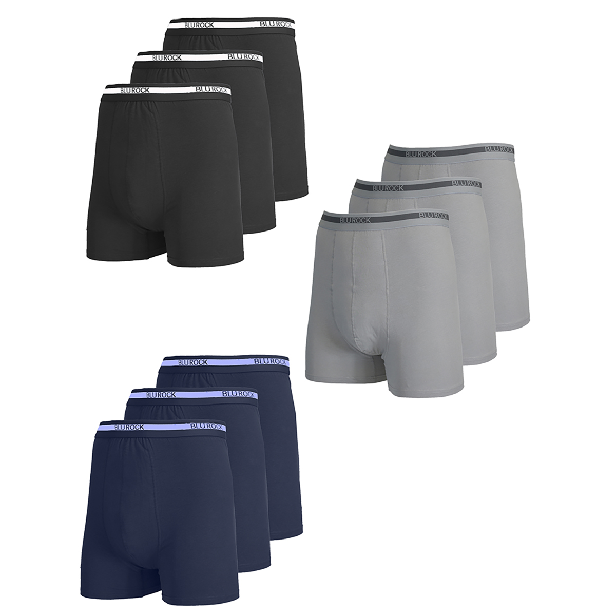 Men's Stretch Cotton Boxer Briefs (9-Pack) - (3PK) / MBB-565 / BK-HG-NV / M