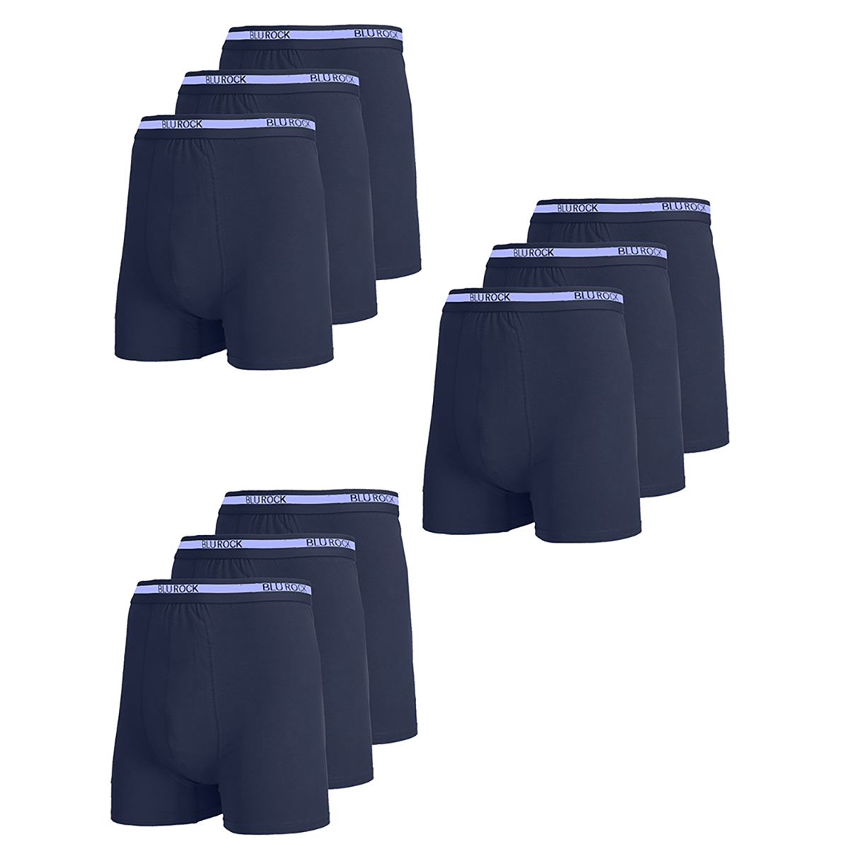 Men's Stretch Cotton Boxer Briefs (9-Pack) - (3PK) / MBB-565 / NV-NV-NV / XL