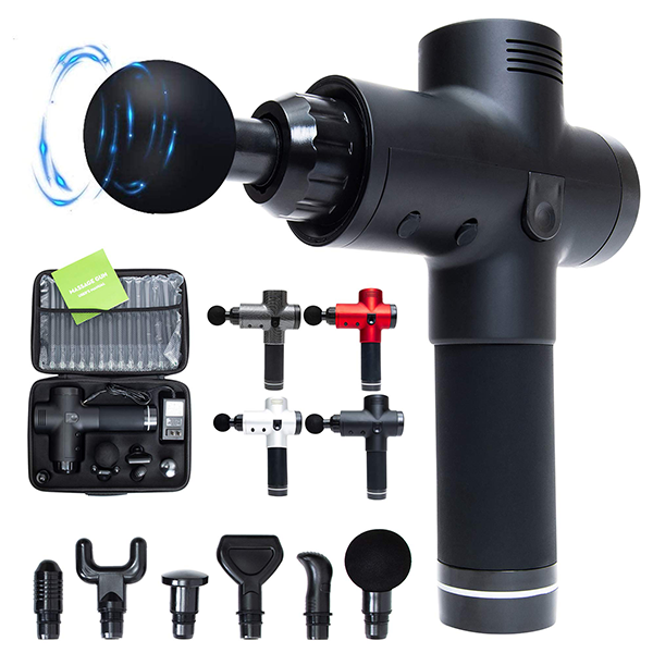 Handheld 20-Speed Deep Tissue Percussion Massager Gun - Black