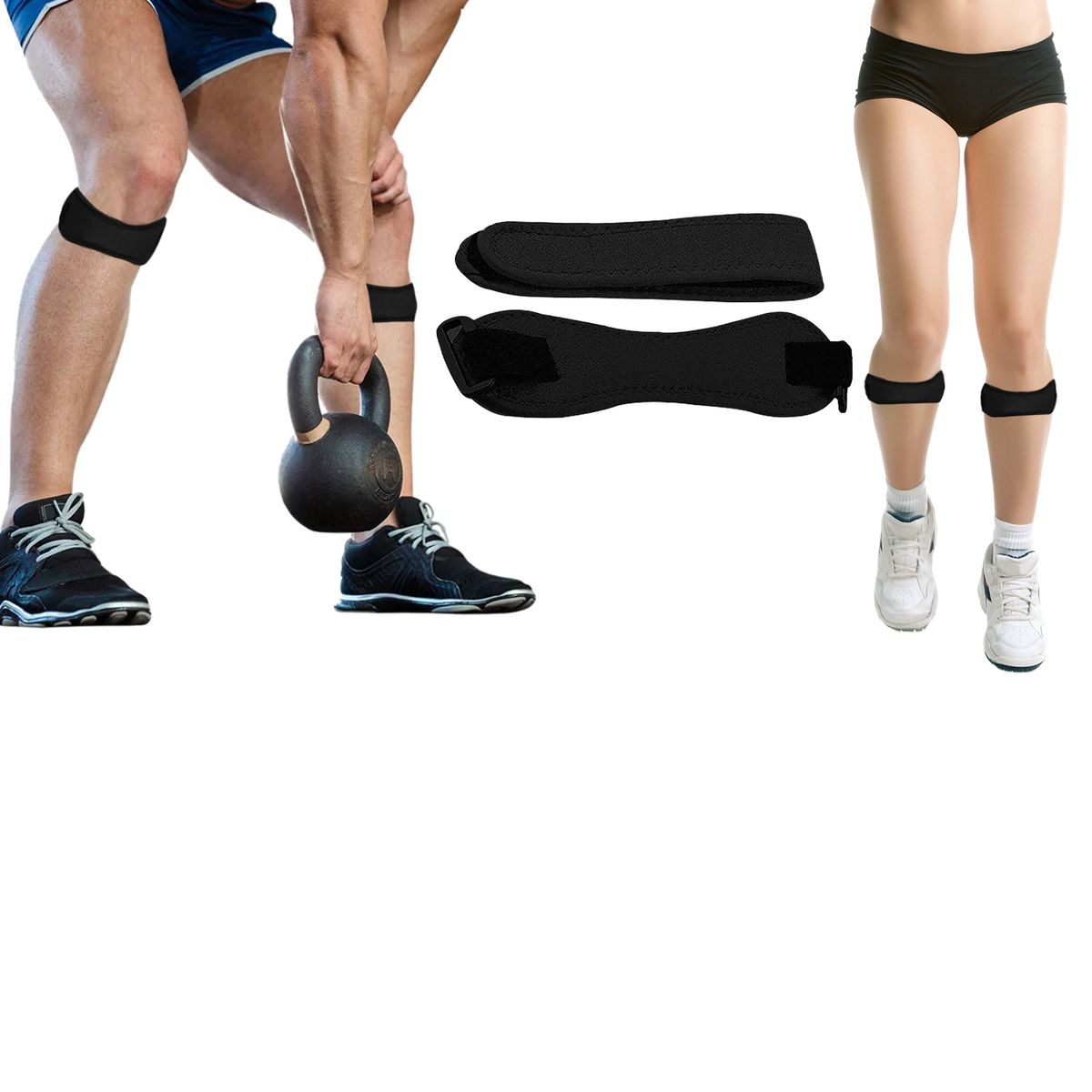 Unisex Compression Patella Knee Strap by Extreme Fit™ (2-Pack) - Black