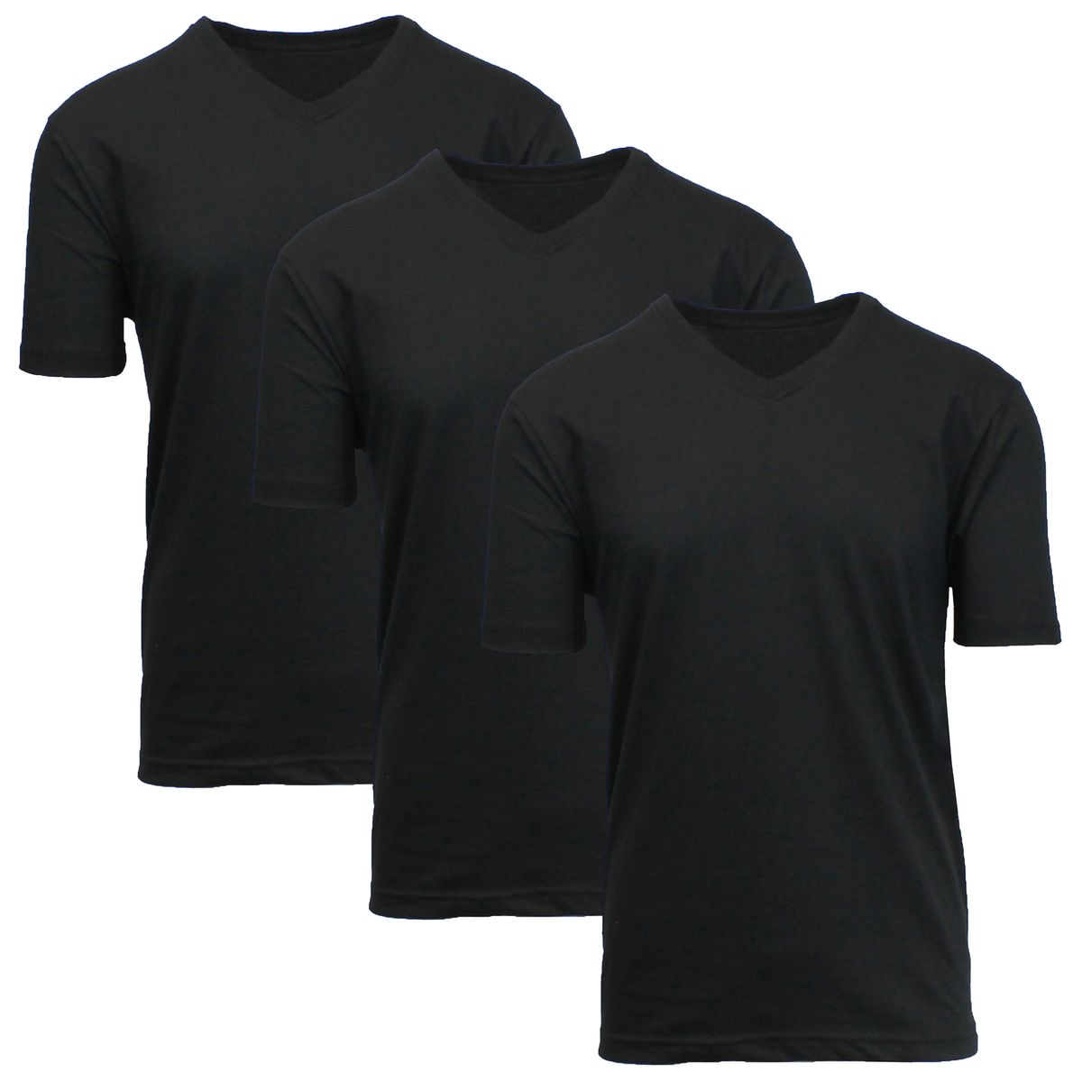 Men's Short Sleeve V-Neck Classic T-Shirt (3-Pack) - (3Pack) - MVJ-3800-V-Neck - BK-BK-BK - S