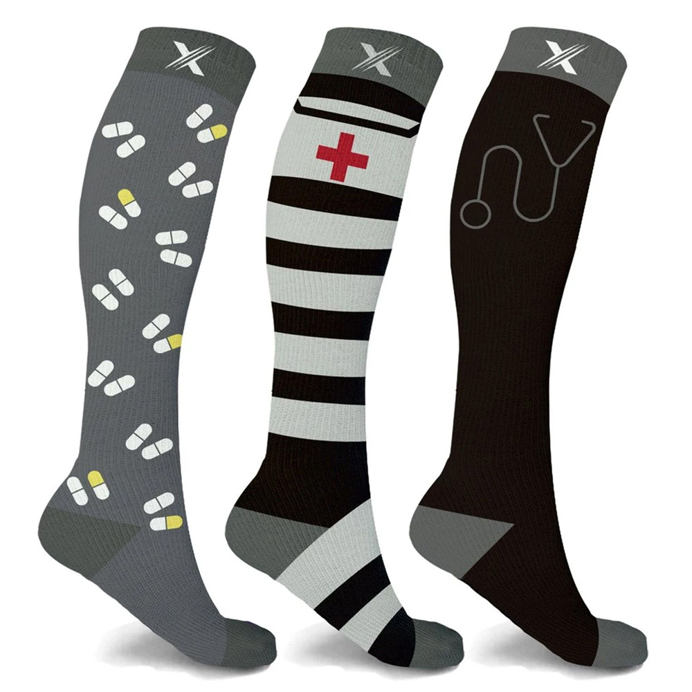 Medical Print Knee-High Everyday Wear Compression Socks (3-Pairs) - EF-3BAYCS - Small/Medium