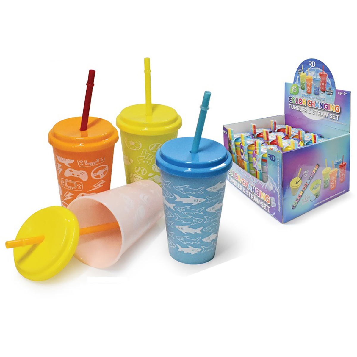 Color Changing Tumbler & Straw Set (3-Pack) - 3-Pack Tumbler Set - Boys Assortment