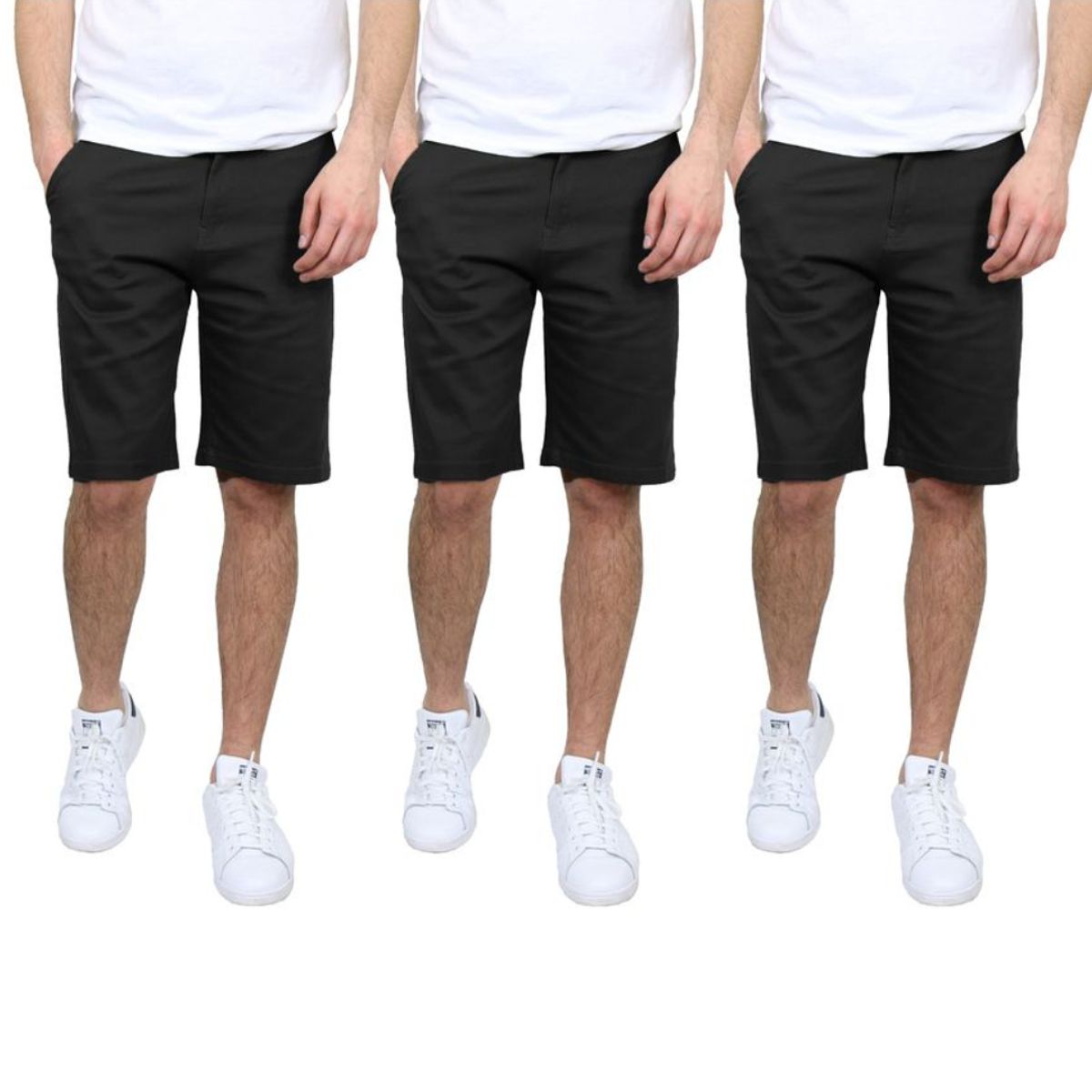 Men's Cotton Stretch Slim Fit Chino Shorts (3-Pack) - (3Pack) - J/MSB - BK-BK-BK - 38