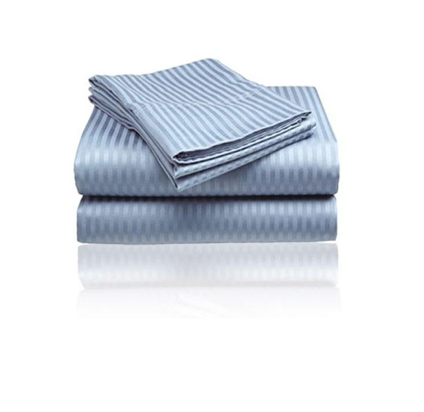 4-Piece Brushed Microfiber Dobby Striped Sheet Set - Queen - Light Blue