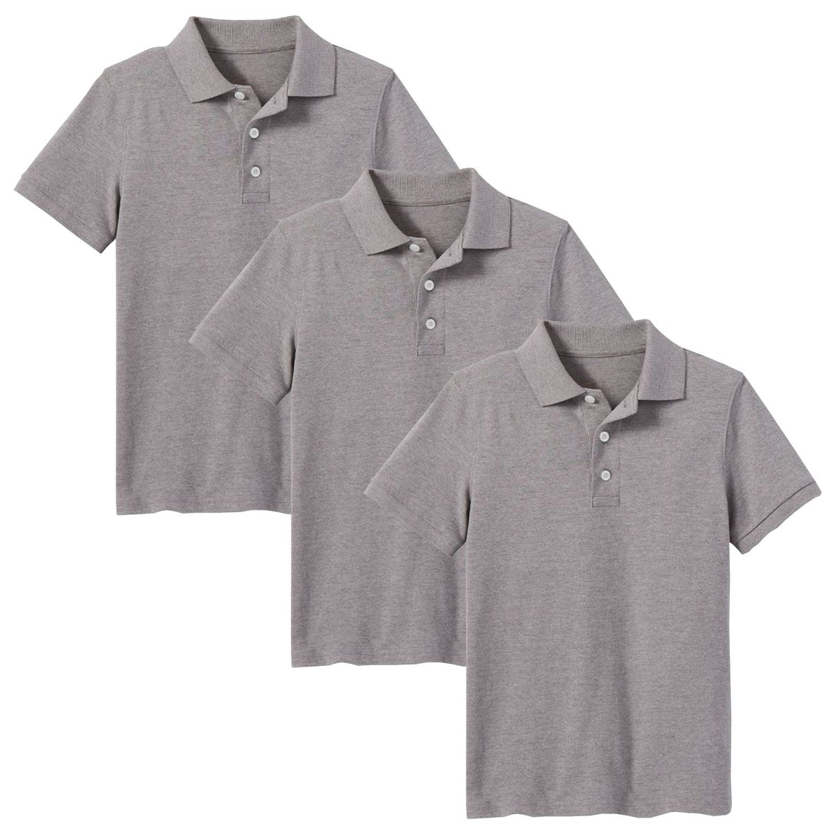 Boys' Short Sleeve School Uniform Pique Polo Shirt (3-Pack) - 3-Pack Heather Grey - Size 5