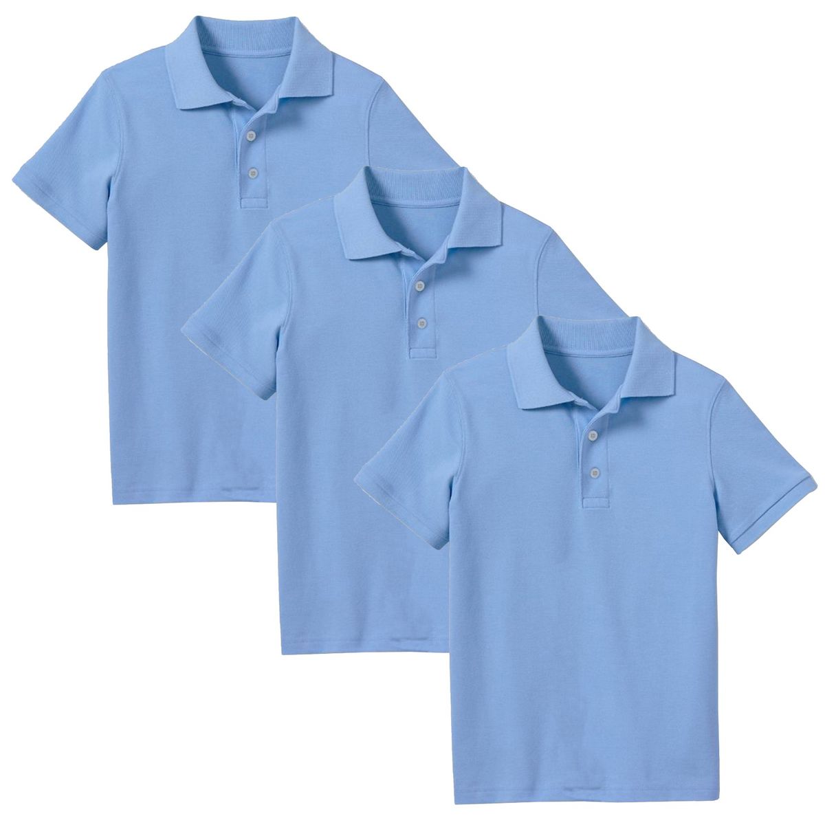 Boys' Short Sleeve School Uniform Pique Polo Shirt (3-Pack) - 3-Pack Light Blue - Size 5