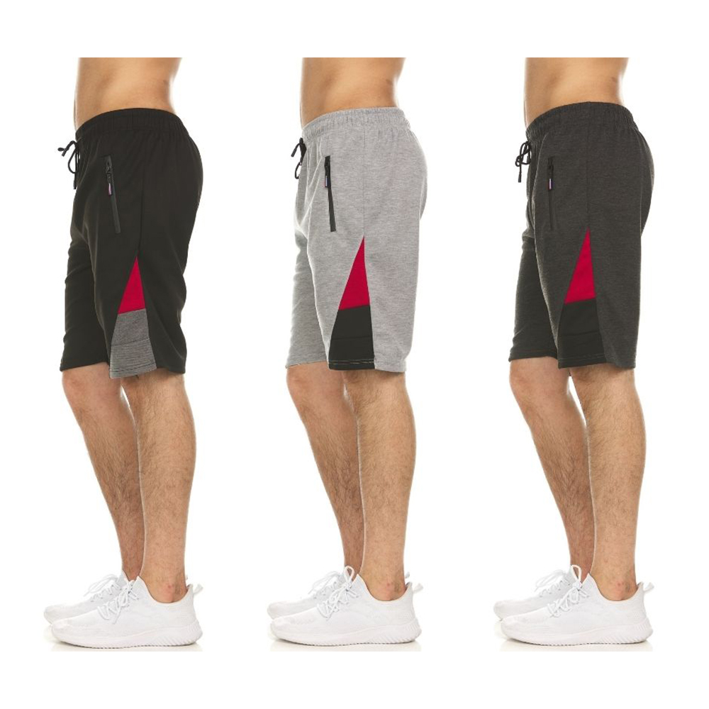 Men's Moisture-Wicking Shorts with Contrast Trim (3-Pack) - Set 1- Small/Medium