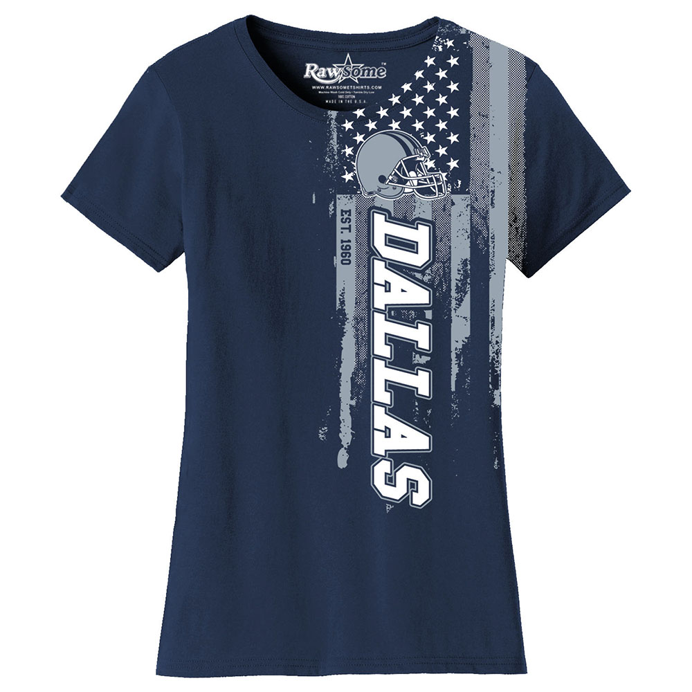 Women's Football USA Flag T-Shirt - Dallas - Navy / S