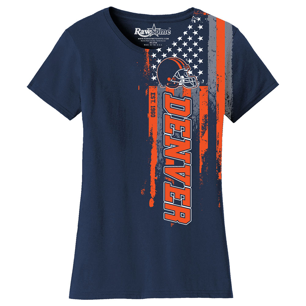 Women's Football USA Flag T-Shirt - Denver - Navy / S
