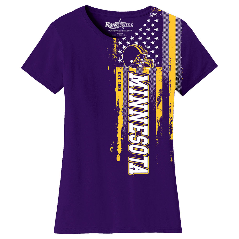 Women's Football USA Flag T-Shirt - Minnesota - Purple / S