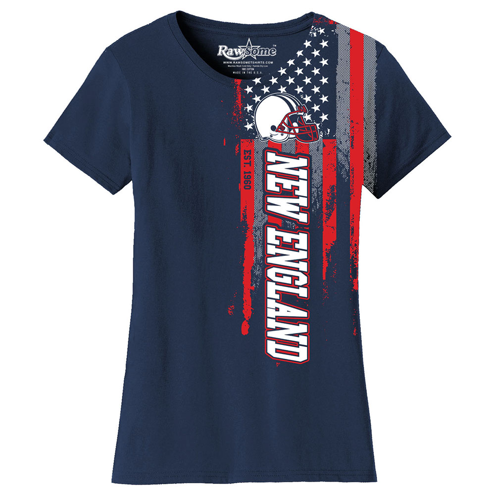 Women's Football USA Flag T-Shirt - New England - Navy / 2XL