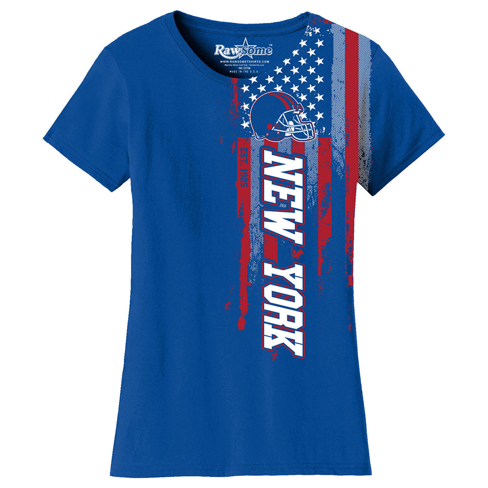 Women's Football USA Flag T-Shirt - New York - Royal / S