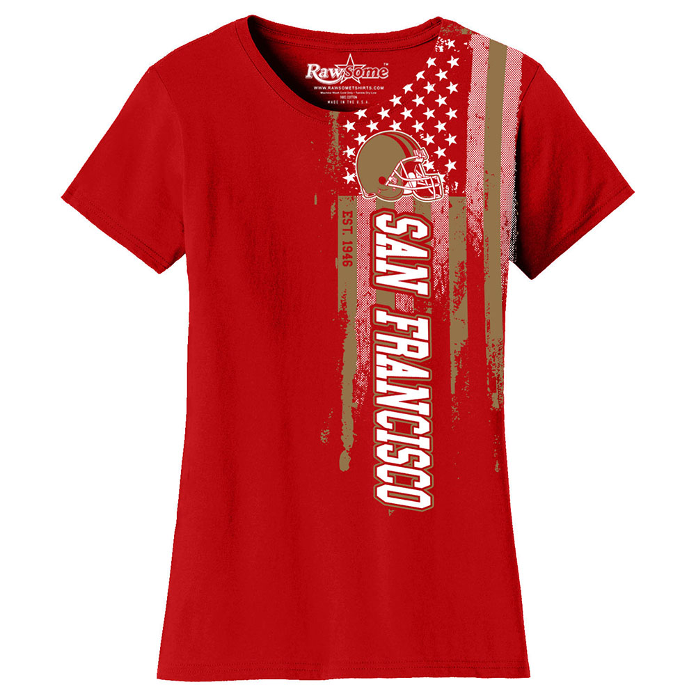 Women's Football USA Flag T-Shirt - San Francisco - Red / S