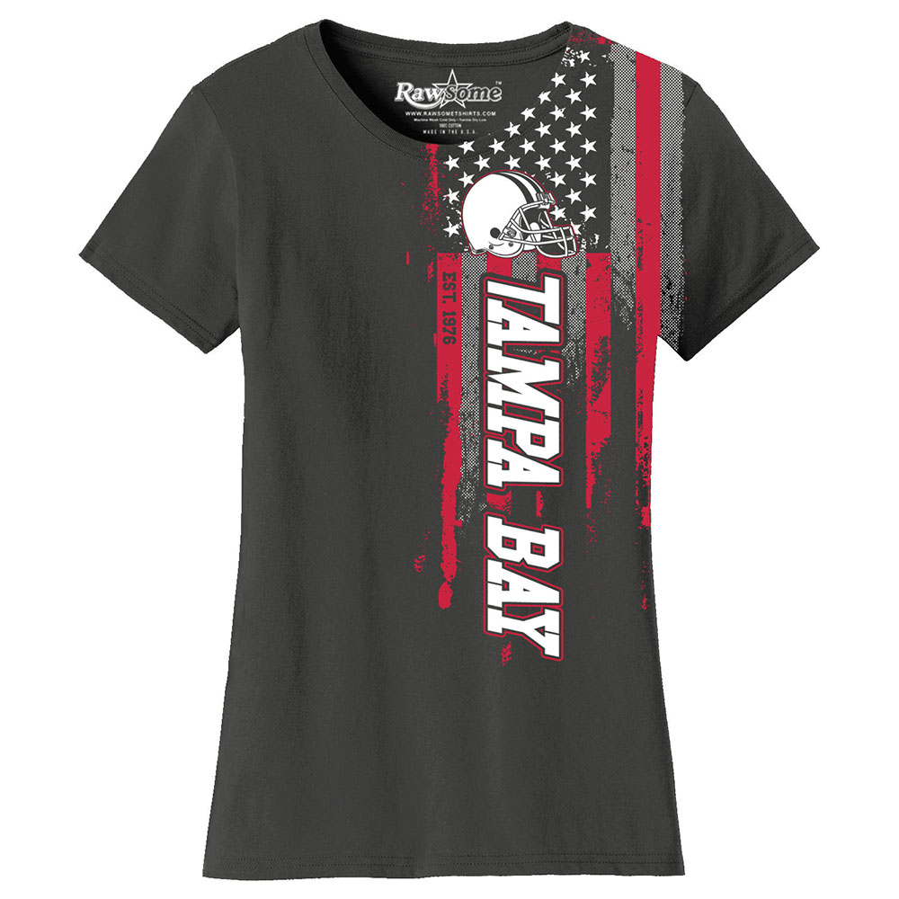 Women's Football USA Flag T-Shirt - Tampa Bay - Charcoal / 2XL