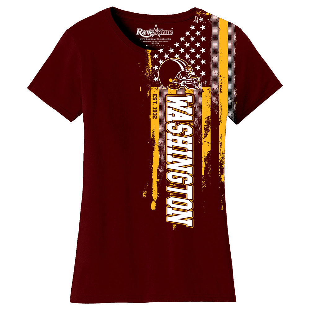 Women's Football USA Flag T-Shirt - Washington - Burgundy / S