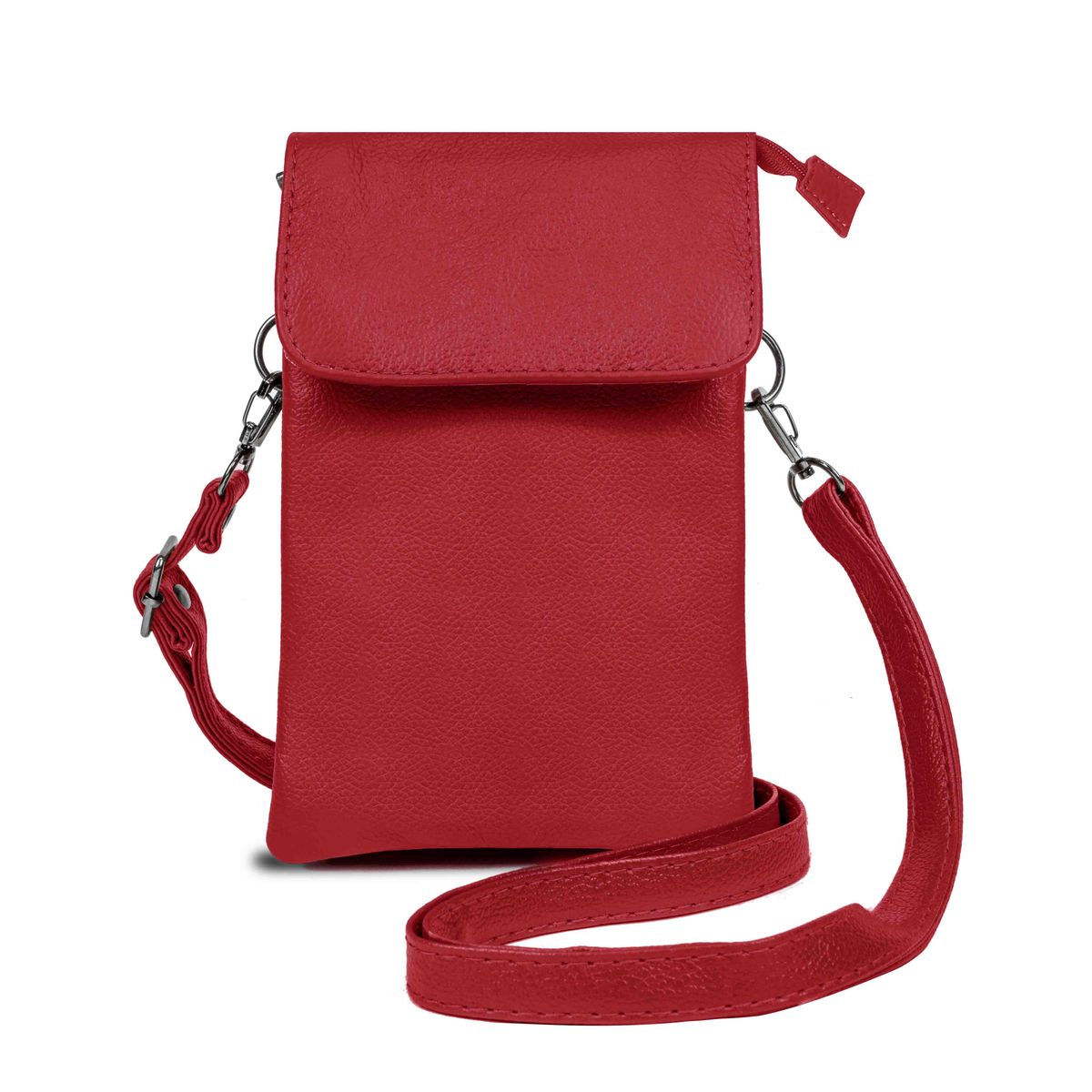 Genuine Leather Crossbody Wallet Purse - Wine