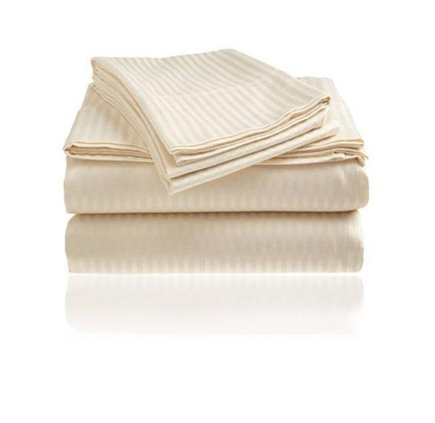 4-Piece Brushed Microfiber Dobby Striped Sheet Set - King - Ivory