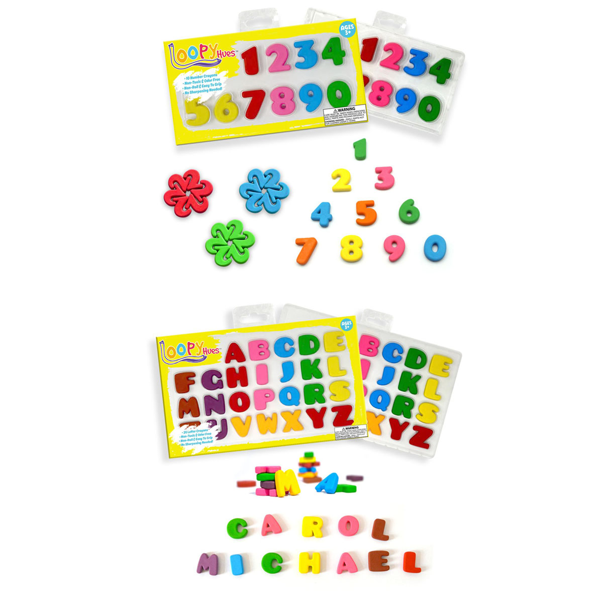 Loopy Hues Bendable Crayons - Loopy Hues 36 PC Numbers/Letters